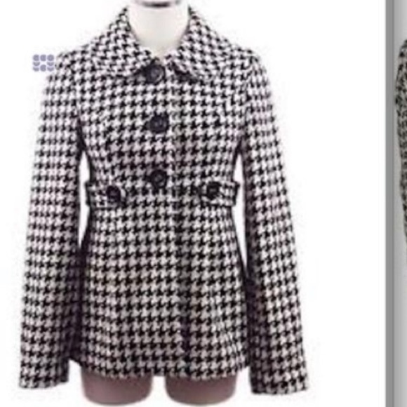 Classic Houndstooth Checkered Pea Coat - Picture 6 of 6
